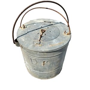 2pc Vintage Galvanized Live Bait/Minnow Bucket w/Sliding Lock~Great Conditiin